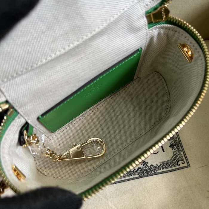 Gucci Women GG Matelassé Top Handle Mini Bag Green Leather Double G (6)