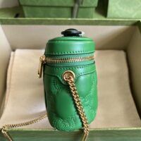 Gucci Women GG Matelassé Top Handle Mini Bag Green Leather Double G (1)
