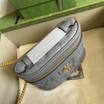 Gucci Women GG Matelassé Top Handle Mini Bag Grey Leather Double G - Imagen 4