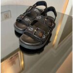 Gucci Women GG Sandal Crystals Black Mesh Tonal Suede Rubber Sole Flat - immagine 4