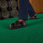 Gucci Women GG Sandal Crystals Black Mesh Tonal Suede Rubber Sole Flat - immagine 11