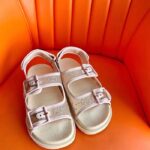 Gucci Women GG Sandal Crystals Rose Beige Mesh Tonal Suede Rubber Sole Flat – Image 2