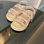 Gucci Women GG Sandal Crystals Rose Beige Mesh Tonal Suede Rubber Sole Flat – Image 6