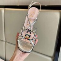 Gucci Women GG Sandal Interlocking G Silver Metallic Leather High 9 Cm Heel (10)