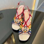 Gucci Women GG Sandal Interlocking G White Multicolor Leather High 9 Cm Heel - Image 3