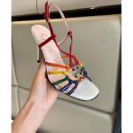 Gucci Women GG Sandal Interlocking G White Multicolor Leather High 9 Cm Heel - Image 8