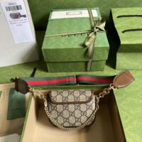 Gucci Women Gucci Horsebit 1955 Strap Wallet Beige Ebony GG Supreme Canvas (1)