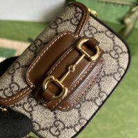 Gucci Women Gucci Horsebit 1955 Strap Wallet Beige Ebony GG Supreme Canvas (1)