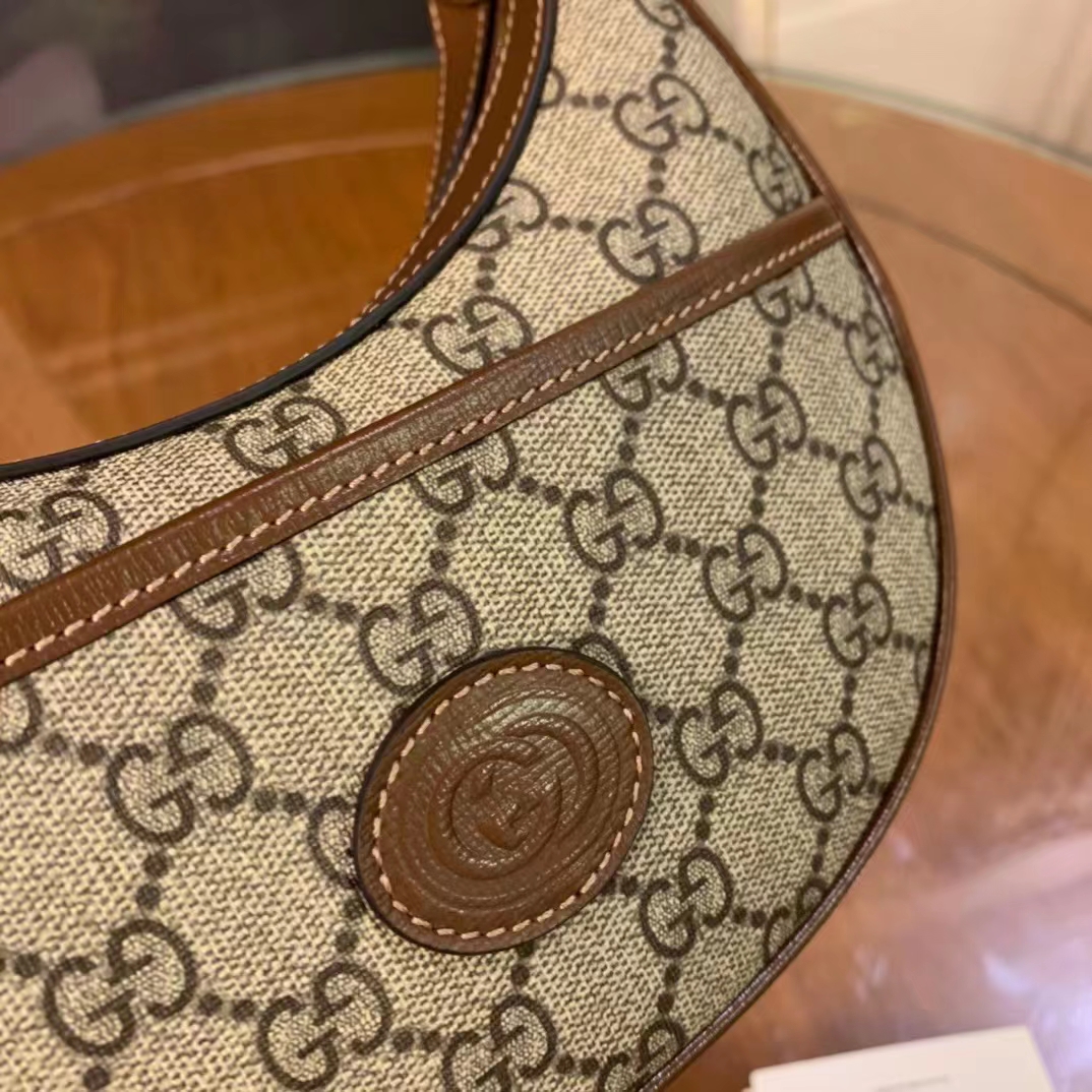 GG half-moon-shaped mini bag in beige and ebony Supreme