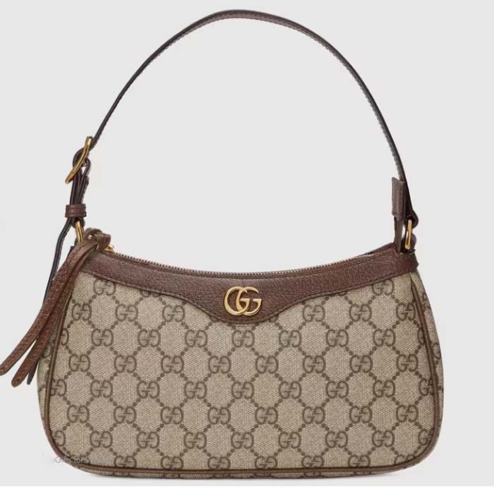 Gucci Women Ophidia Small Handbag Beige Ebony GG Supreme Canvas Double G