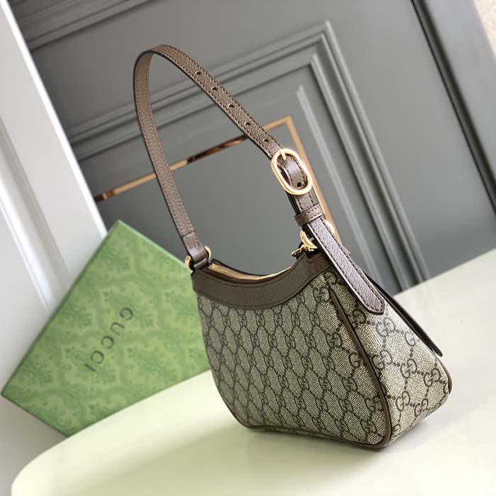 Gucci Women Ophidia Small Handbag Beige Ebony GG Supreme Canvas Double G (3)