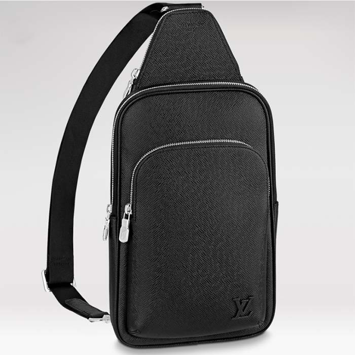 Louis Vuitton LV Unisex Avenue Sling Bag Black Taiga Cowhide Leather