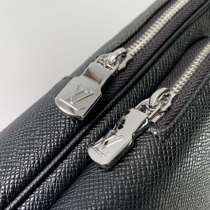 Louis Vuitton LV Unisex Avenue Sling Bag Black Taiga Cowhide Leather (6)