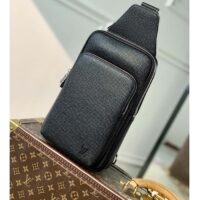 Louis Vuitton LV Unisex Avenue Sling Bag Black Taiga Cowhide Leather (1)