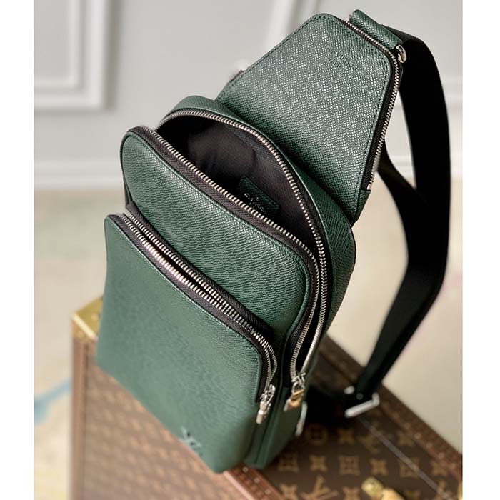 Louis Vuitton LV Unisex Avenue Sling Bag Dark Green Epicea Taiga Cowhide Leather (3)