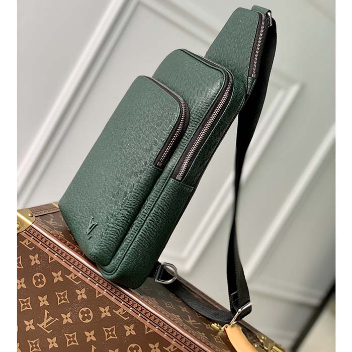 Louis Vuitton LV Unisex Avenue Sling Bag Dark Green Epicea Taiga Cowhide Leather (5)