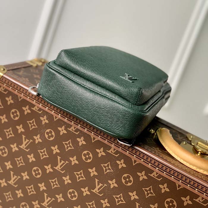 Louis Vuitton LV Unisex Avenue Sling Bag Dark Green Epicea Taiga Cowhide Leather (7)