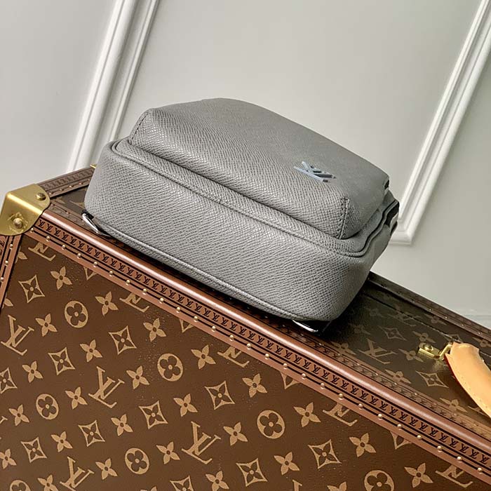 Louis Vuitton LV Unisex Avenue Sling Bag Grey Glacier Taiga Cowhide Leather (4)