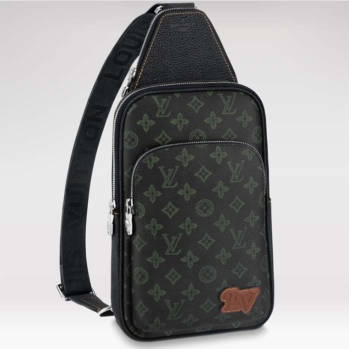 Louis Vuitton LV Unisex Avenue Sling Bag NM Dark Green Monogram Coated Canvas