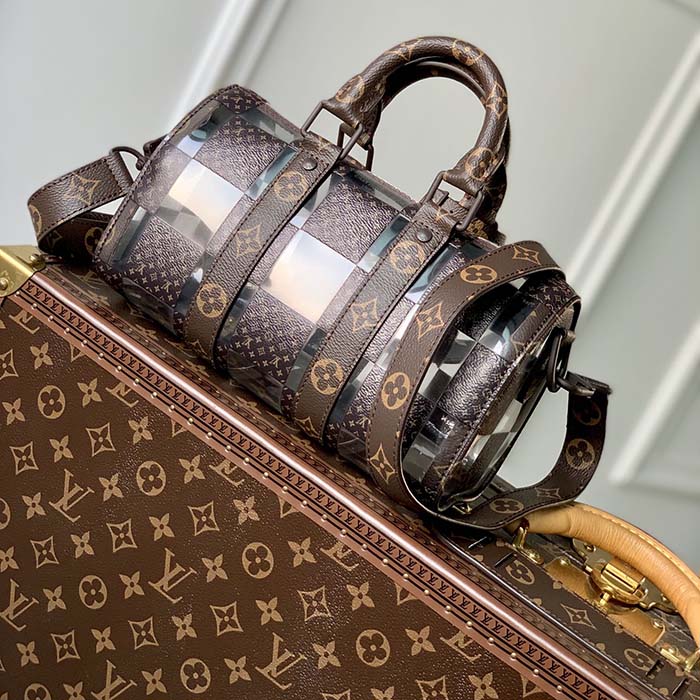 Louis Vuitton Keepall Bandouliere 25 Size 25 Brown/Transparent M20872 Monogram Chess PVC