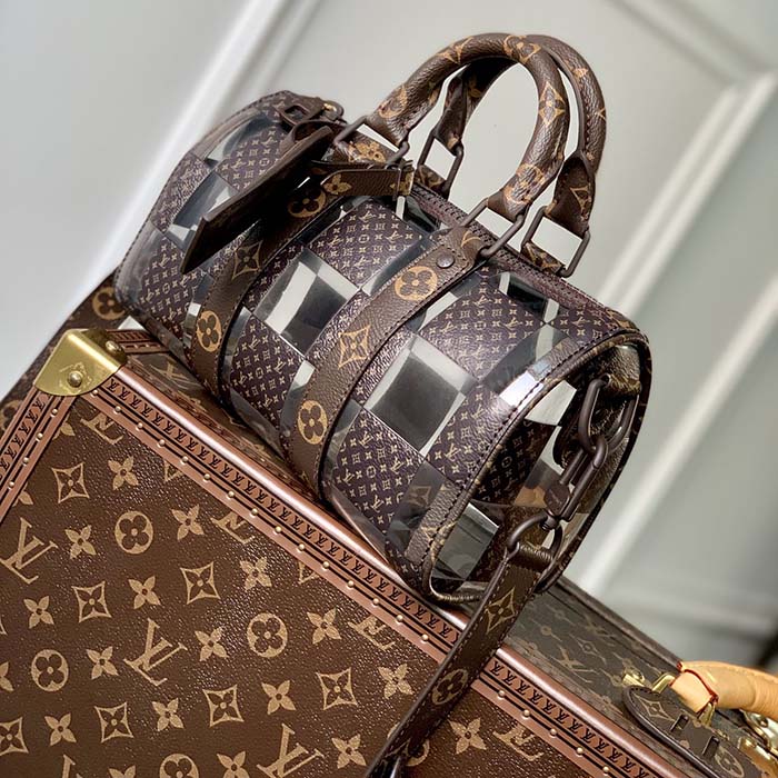 Louis Vuitton Chess Keepall 25 Monogram Canvas Satchel Bag Brown