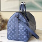 Louis Vuitton LV Unisex Keepall Bandoulière 50 Navy Blue Cabin Monogram Shadow Cowhide – Image 5