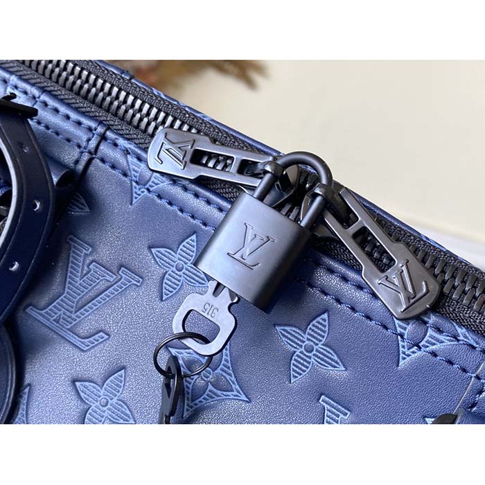 Louis Vuitton LV Keepall 50 Shadow blue Leather ref.330188 - Joli