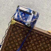 Louis Vuitton LV Unisex Mini Soft Trunk Bag Blue Monogram Bandana Leather (1)