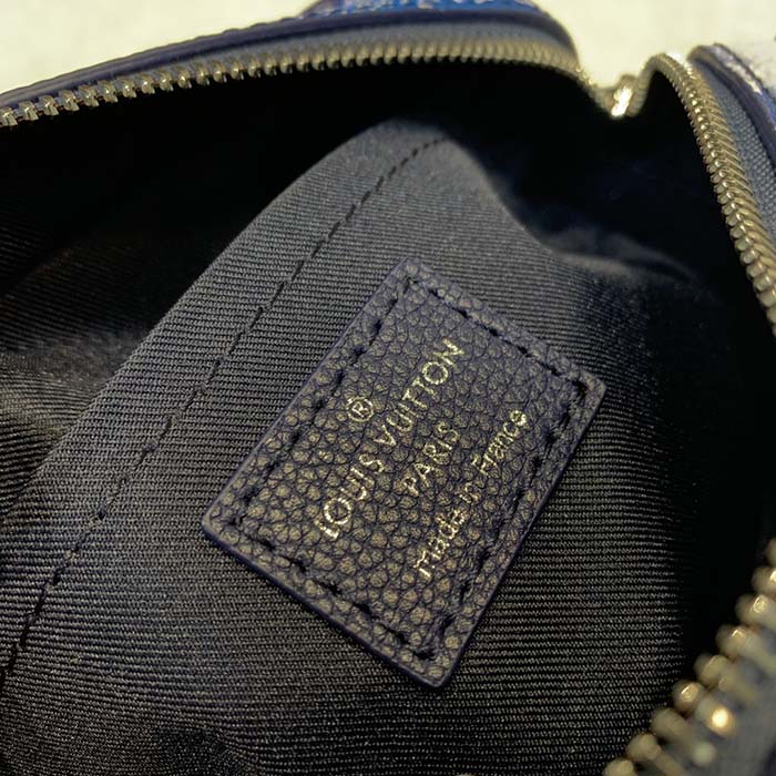 Louis Vuitton LV Unisex Mini Soft Trunk Bag Blue Monogram Bandana Leather (5)