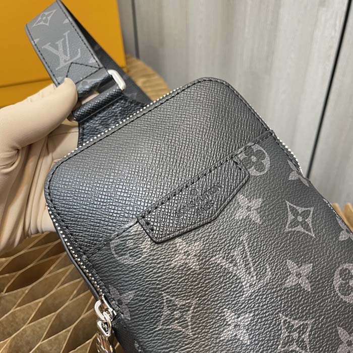 LV LV Unisex Outdoor Sling Bag Taigarama Noir Black Coated Canvas Cowhide  Leather in 2023