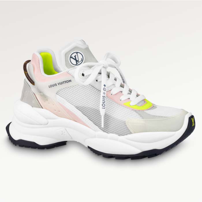 Louis Vuitton LV Unisex Run 55 Sneaker Grey Mix Materials Lifted Rubber Outsole