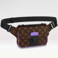 Louis Vuitton LV Unisex S Lock Sling Bag Purple Monogram Macassar Coated Canvas (3)