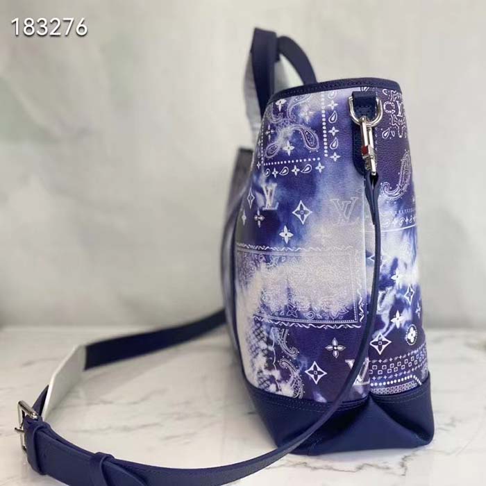 Louis Vuitton Cowhide Monogram Bandana Journey Tote Blue White