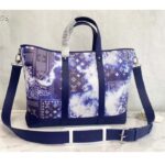 Louis Vuitton LV Unisex Tote Journey Carryall Bag Blue Cowhide Leather Textile Lining - immagine 3