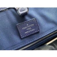 Louis Vuitton LV Unisex Tote Journey Carryall Bag Blue Cowhide Leather Textile Lining (11)