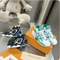 Louis Vuitton LV Unisex Trainer 2.0 Sneaker Boot Green Calf Leather Neoprene (6)