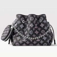 Louis Vuitton LV Women Bella Bucket Bag Black Perforated Mahina Calf Leather (2)