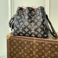 Louis Vuitton LV Women Bella Bucket Bag Black Perforated Mahina Calf Leather (2)
