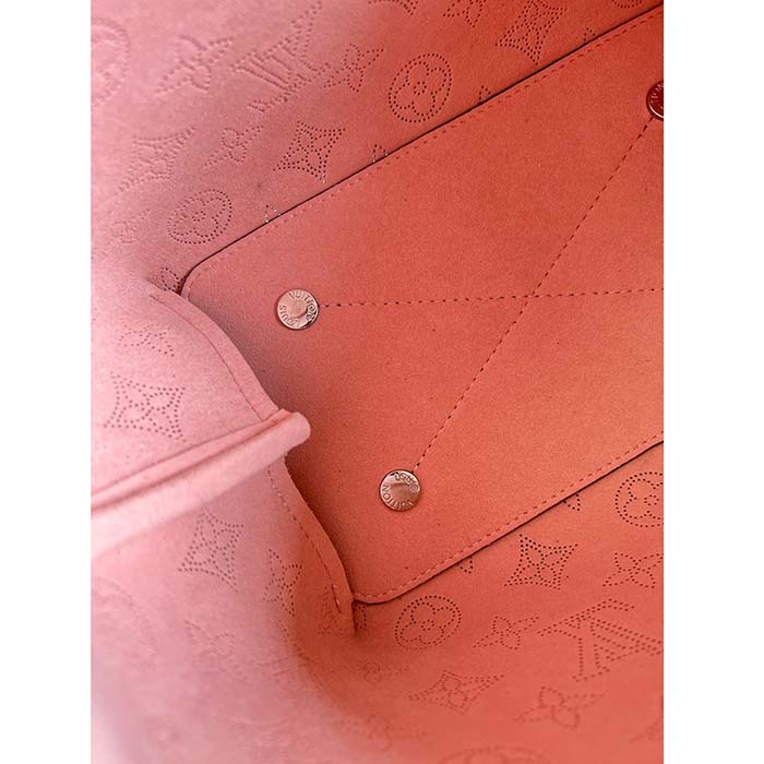Louis Vuitton LV Women Bella Bucket Bag Black Perforated Mahina Calf Leather (8)