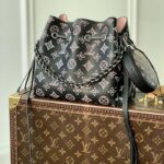 Louis Vuitton LV Women Bella Bucket Bag Black Perforated Mahina Calf Leather - Bild 2