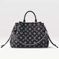 Louis Vuitton LV Women Bella Tote Black Perforated Mahina Calf Leather (1)