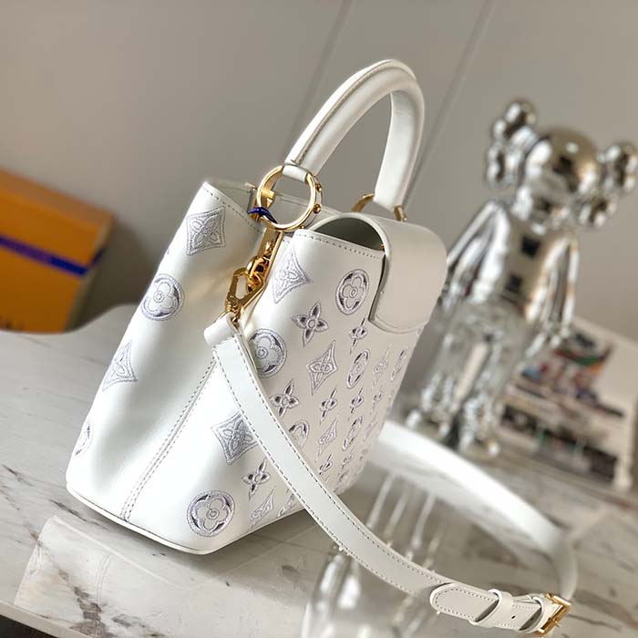 Louis Vuitton LV Women Capucines BB Handbag White Calfskin Cowhide Leather (3)