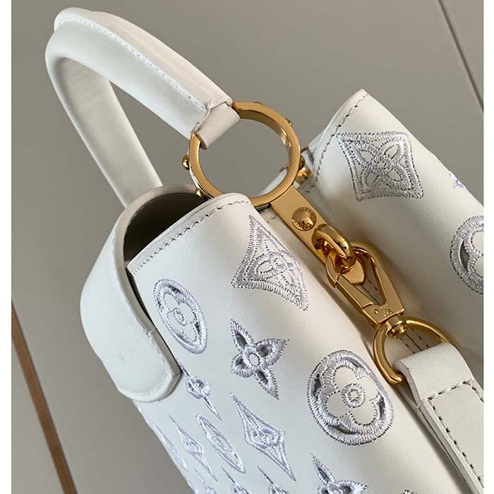Louis Vuitton LV Women Capucines BB Handbag White Calfskin Cowhide Leather (7)