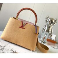 Louis Vuitton LV Women Capucines MM Handbag Beige Brown Taurillon Leather (3)