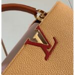Louis Vuitton LV Women Capucines MM Handbag Beige Brown Taurillon Leather - Bild 6