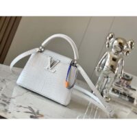 Louis Vuitton LV Women Capucines Mini Handbag White Brilliant Crocodilien Leather (1)