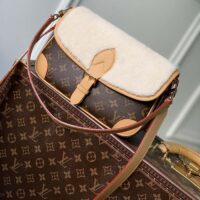 Louis Vuitton LV Women Diane Handbag Beige Brown Monogram Coated Canvas Shearling (5)