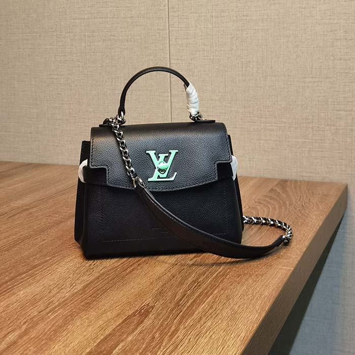 Louis Vuitton LV Women Lockme Ever Mini Handbag Black Grained Calf Leather (2)
