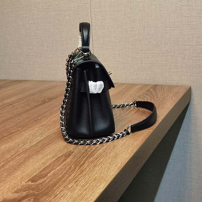 Louis Vuitton LV Women Lockme Ever Mini Handbag Black Grained Calf Leather (4)