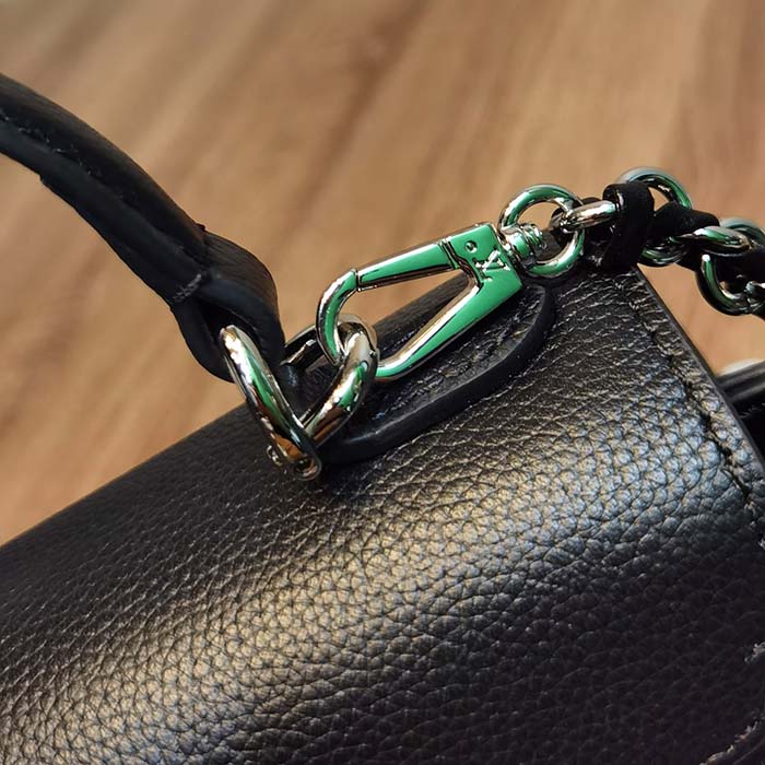 Louis Vuitton LV Women Lockme Ever Mini Handbag Black Grained Calf Leather (6)